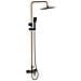 Nero / rose Gold Ottone Bagno Doccia Set Colonne Doccia Mano Piazza Pioggia - Foto miniatura 1