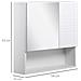 Armadietto Specchiera Bagno, Mobiletto Bagno Pensile Con Fissaggio A Muro, 54x15x55cm, Bianco - Foto miniatura 5