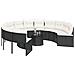 Divano Giardino Con Tavolo E Cuscini Circolare Nero Polyrattan - Foto miniatura 2