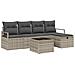 Set divano da giardino 6 pezzi con cuscini Grigio chiaro Polyrattan,  Divano da giardino 2 posti con cuscini Grigio Polyrattan - Foto miniatura 1