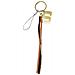 Portachiavi Per Cellulare A Forma Di R In Oro Con Frange In Pelle Marrone - Foto miniatura 2