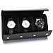 Custodia Porta Orologi In Pelle Pu Grana Litchi A 3 Scomparti - Custodia Da Viaggio Portatile Black - Foto miniatura 1