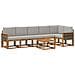 Set di divani da esterno 7 pcs Naturale e Grigio Chiaro - Foto miniatura 1