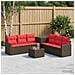 Set di divani 8 pz Marrone e Rosso Rattan sintetico e Acciaio - Foto miniatura 2