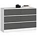 Cassettiera K120, 6 cassetti, 120x40x77 cm, Colore Bianco e Grigio Grafite - Foto miniatura 1