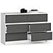 Cassettiera K120, 6 cassetti, 120x40x77 cm, Colore Bianco e Grigio Grafite - Foto miniatura 2