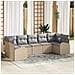 Set di Divani da Giardino  7 Pezzi con Cuscini Beige Polyrattan, Divano da Giardino  a Due Posti con Spazio di Archiviazione e Cuscini Beige Polyrattan - Foto miniatura 2
