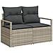 Set Divano da Giardino 6 Pezzi con Cuscini Grigio Chiaro Polyrattan,  Divano da Giardino per 2 Persone con Cuscini Grigio Polyrattan - Foto miniatura 4