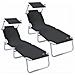 Lettini prendisole 2 pcs con tettuccio Nero tessuto Oxford 600D - Foto miniatura 1