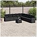 Set Divani da Giardino 10pz con Cuscini in Polyrattan Nero - Foto miniatura 2