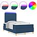Letto Box Spring con Materasso e LED Blu 120x190 cm Tessuto - Foto miniatura 4