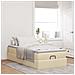 Struttura Letto Pouf con Materasso Crema 100x200 cm in Tessuto - Foto miniatura 3