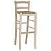 Sgabello Bar Alto 80 Cm In Legno Grezzo Da Verniciare Con Seduta In Paglia - Foto miniatura 1