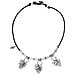 Collana In Pelle Con Pendenti A Forma Di Foglia Placcati In Argento, 40 Cm - Foto miniatura 1