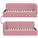 Cornice del letto ad angolo Rosa 90 x 200 cm Velluto - Foto miniatura 9