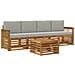 Set di divani da esterno 5 pcs Naturale e Grigio Chiaro - Foto miniatura 1