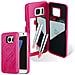 Custodia Compatibile Con Samsung Galaxy S7 In Rosa - Hard Case Coperchio Protettivo Con Specchio E Slot Per Carte - Foto miniatura 1