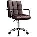 Yahee Sedia A Rotelle Da Ufficio Scrivania Girevole Imbottita Ergonomica Con Rivestimento In Ecopelle Altezza Regolabile Marrone - Foto miniatura 1