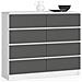 Cassettiera K120, 8 cassetti, 120x40x99 cm, Colore Bianco e Grigio Grafite - Foto miniatura 1