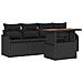 Set Divano da Giardino  5 Pezzi con Cuscini Rattan Polyrattan Nero, Divano da Giardino  2 Posti con Cuscini Rattan Polyrattan Nero - Foto miniatura 1