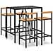 Set Bar Giardino 5 pz Nero Polyrattan e Legno Massello Acacia - Foto miniatura 1