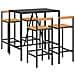 Set Bar Giardino 5 pz Nero Polyrattan e Legno Massello Acacia - Foto miniatura 3