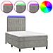 Letto a Molle Materasso e LED Grigio Chiaro 120x190 cm Velluto - Foto miniatura 1