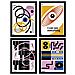 Set Di 4 Stampe Poster Di Cubismo Astratto Accettazione Fogli Con Mostra D'arte Estetica Illustrazioni A Colori Per L'interior Design Cornice Nera A3 - Foto miniatura 1