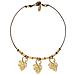 Collana In Pelle Zamak Con Pendenti In Foglia D'oro, 40 Cm - Foto miniatura 1
