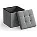 Pouf contenitore Valora PUFA in MDF grigio chiaro, tessuto effetto lino LSF028G02 - Foto miniatura 2