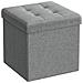 Pouf contenitore Valora PUFA in MDF grigio chiaro, tessuto effetto lino LSF028G02 - Foto miniatura 1