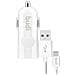 Caricatore Auto Usb 12w Led Con Cavo Usb / Usb-c Da 1,2 M, Bianco - Foto miniatura 1