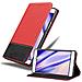 Custodia Compatibile Con Huawei P8 In Rosso Nero - Coperchio Protettiva Con Chiusura Magnetica, Funzione Stand E Tasca Per Le Carte - Foto miniatura 1
