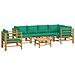Set Salotto da Giardino 7pz con Cuscini Verdi Bambù - Foto miniatura 3
