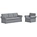 Divano 2 pcs Grigio chiaro 215 x 82 x 80 cm Tessuto - Foto miniatura 1