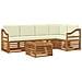Set divani 6 pcs Naturale e Crema Legno di Acacia Massello - Foto miniatura 1