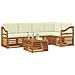 Set divani 6 pcs Naturale e Crema Legno di Acacia Massello - Foto miniatura 3