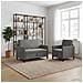 Set di Divani con Storage 2 pz Grigio Scuro Poliestere - Foto miniatura 2