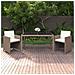Set Da Pranzo Da Giardino 3 Pz Con Cuscini In Polyrattan Beige - Foto miniatura 1