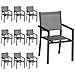 Set Di 10 Sedie In Alluminio Antracite - Textilene Grigio - Foto miniatura 9