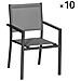 Set Di 10 Sedie In Alluminio Antracite - Textilene Grigio - Foto miniatura 14