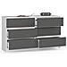 Cassettiera K140, 6 cassetti, 138x40x77 cm, Colore Bianco e Grigio Grafite - Foto miniatura 2
