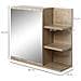 Specchiera Bagno A Parete Con Anta E 3 Ripiani Laterali In Legno, 60x18x50cm - Foto miniatura 2
