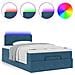 Pouf Letto con Materasso e LED Blu Scuro 120x190cm in Velluto - Foto miniatura 5