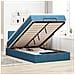 Pouf Letto con Materasso e LED Blu Scuro 120x190cm in Velluto - Foto miniatura 2