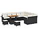 Set da giardino da 12 pezzi con cuscini Rattan Poly Nero Acacia,  Set da pranzo da giardino da 3 pezzi con cuscini Rattan Poly Nero Acacia,  Divano da giardino a 2 posti con cuscini Rattan Poly Nero - Foto miniatura 1