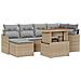 Set di divani da giardino  7 pezzi con cuscini Beige Rattan in poliestere Acacia, Divano da giardino  2 posti con cuscini Beige Rattan in poliestere - Foto miniatura 1