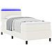 Letto Box Spring con Materasso e LED Crema 100x200 cm in Tessuto Corduroy - Foto miniatura 1