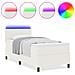 Letto Box Spring con Materasso e LED Crema 100x200 cm in Tessuto Corduroy - Foto miniatura 4