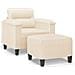 Poltrona con Poggiapiedi Beige 60 cm in Tessuto Microfibra - Foto miniatura 1
